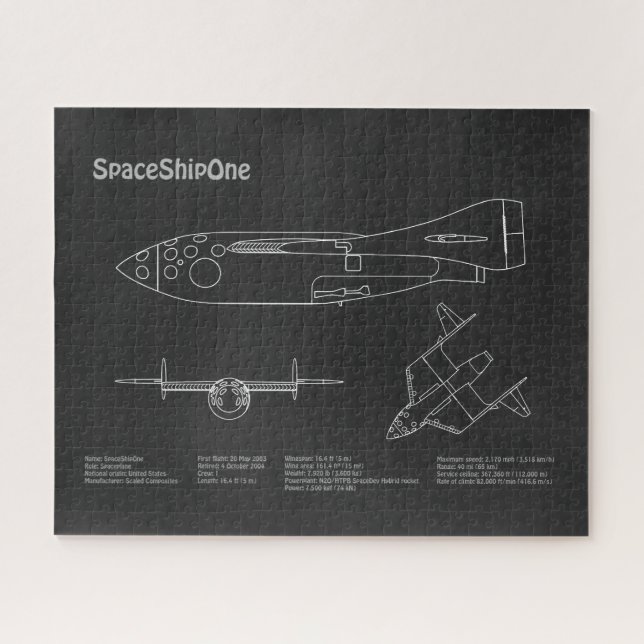 Quebra-cabeça SpaceShipOne - Planos de desenho de plano de avião (Horizontal)