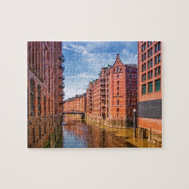 Quebra-cabeça Speicherstadt Warehouses, Hamburgo, Alemanha (Horizontal)