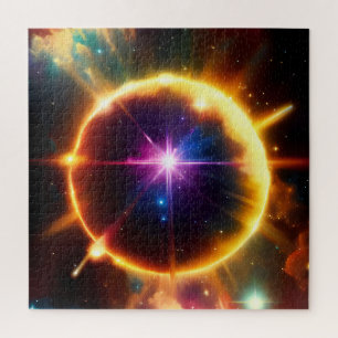 Quebra-cabeça Sphere Cósmico Dourado Bursts em Evento Planetário