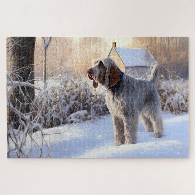 Quebra-cabeça Spinone Italiano Deixe-o nevar no Natal (Horizontal)