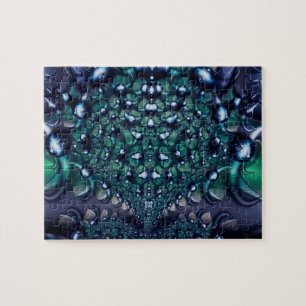 Quebra-cabeça Splatter Arte Fractal Roxa e Verde
