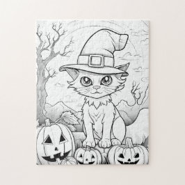 Quebra-cabeça Spooky Cat & Pumpkins | Halloween