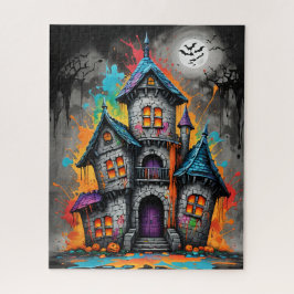 Quebra-cabeça Spooky Rainbow Splatter Castle Jigsee Quebra-cabeç