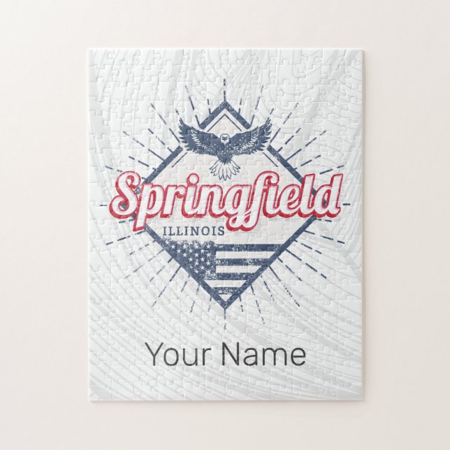 Quebra-cabeça Springfield City Illinois Estados Unidos Retro EUA (Vertical)