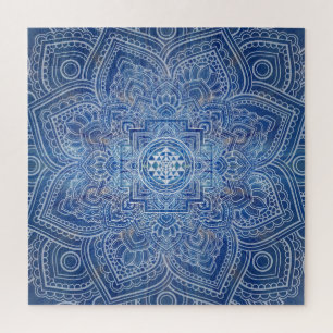Quebra-cabeça Sri Lanka / Sri Chakra Blue Watercolor