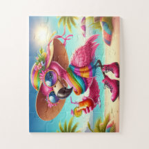 Srta. Flamingo na praia