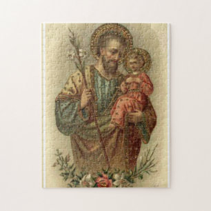 Quebra-cabeça St Joseph com os lírios de Jesus do bebê