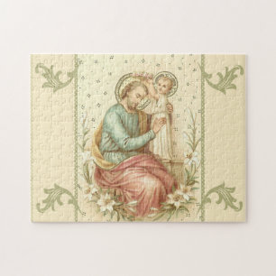 Quebra-cabeça St Joseph com os lírios de Jesus do bebê