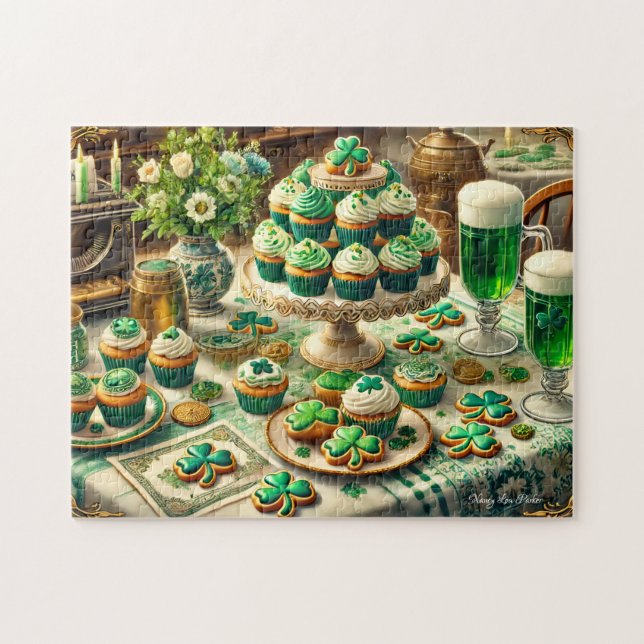 Quebra-cabeça St Patrick's Day Table, Irish Celebration Cupcakes (Horizontal)