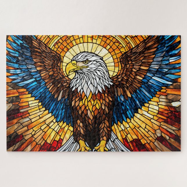 Quebra-cabeça Stained Glass Eagle Jigsaw Puzzle (Horizontal)