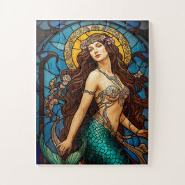 Quebra-cabeça stained glass mermaid puzzle