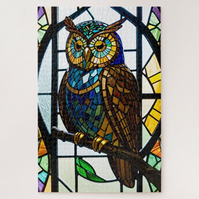 Quebra-cabeça Stained Glass Owl Jigsaw - 2 Puzzle (Vertical)