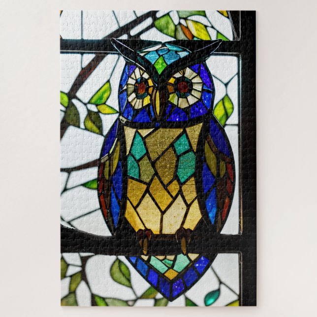 Quebra-cabeça Stained Glass Owl Jigsaw Puzzle (Vertical)