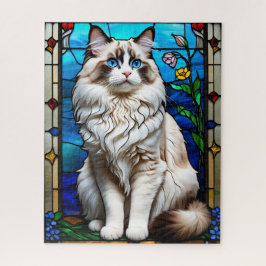 Quebra-cabeça Stained Glass Ragdoll Cat Jigsaw Puzzle