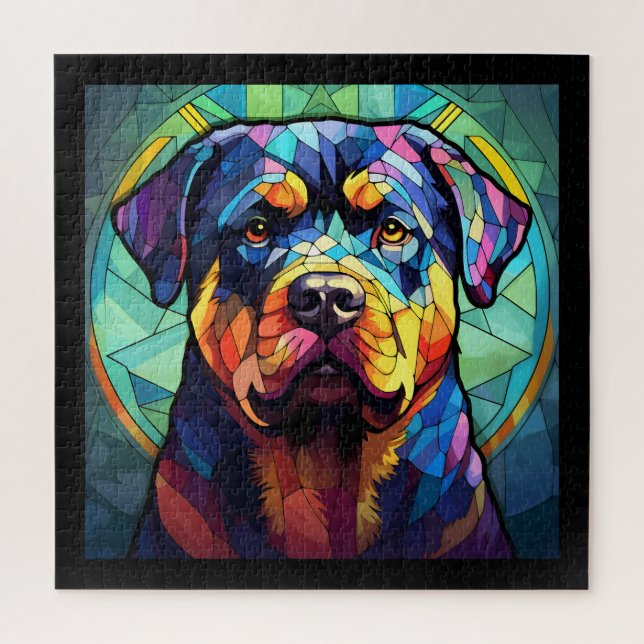 Quebra-cabeça Stained Glass Rottweiler  (Vertical)