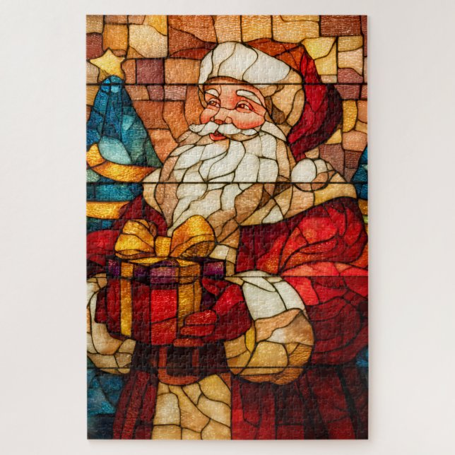 Quebra-cabeça Stained Glass Santa (Vertical)