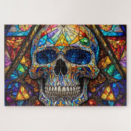 Quebra-cabeça Stained Glass Skull Jigsaw Puzzle
