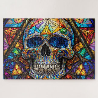 Quebra-cabeça Stained Glass Skull Jigsaw Puzzle