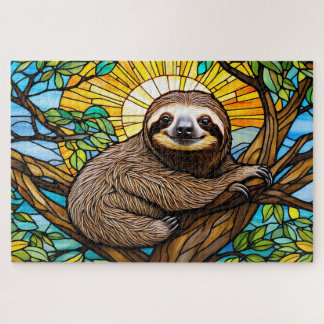 Quebra-cabeça Stained Glass Sloth Jigsaw Puzzle 