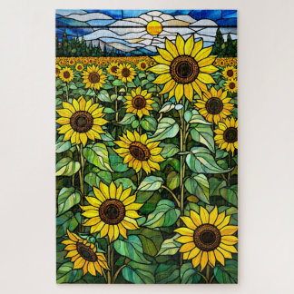 Quebra-cabeça Stained Glass Sunflower Jigsaw Puzzle