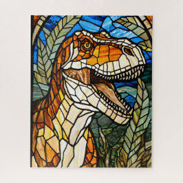 Quebra-cabeça Stained Glass T-Rex Dinosaur Jigsaw Puzzle