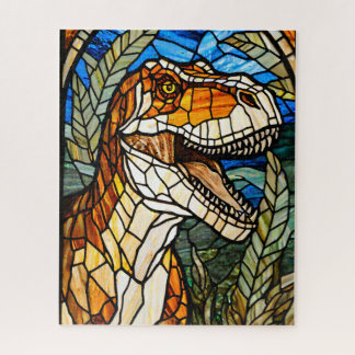 Quebra-cabeça Stained Glass T-Rex Dinosaur Jigsaw Puzzle