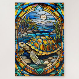 Quebra-cabeça Stained Glass Turtle Jigsaw Puzzle