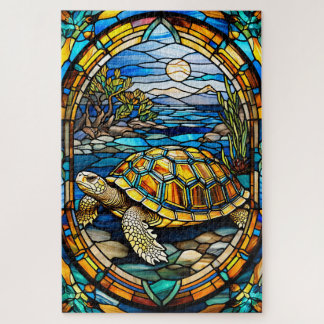 Quebra-cabeça Stained Glass Turtle Jigsaw Puzzle