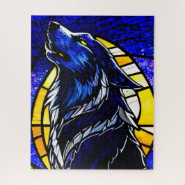 Quebra-cabeça Stained Glass Wolf Jigsaw Puzzleパズル