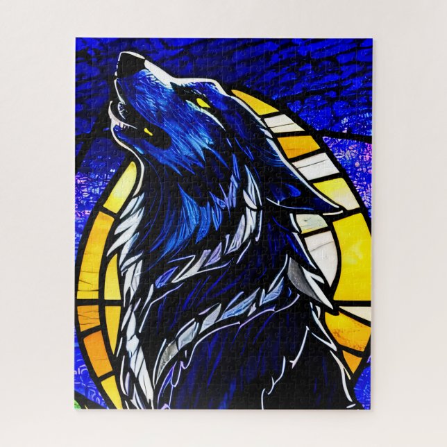 Quebra-cabeça Stained Glass Wolf Jigsaw Puzzleパズル (Vertical)