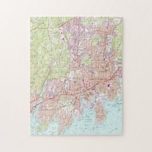 Quebra-cabeça Stamford Connecticut Mapa (1987)