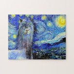 Quebra-cabeça Starry Night Funny Alpaca Landscape Parody<br><div class="desc">Um retrato estiloso,  estiloso e digitalmente pintado,  de uma noite estrelada,  feito artesanalmente,  de uma alpaca fofa.</div>