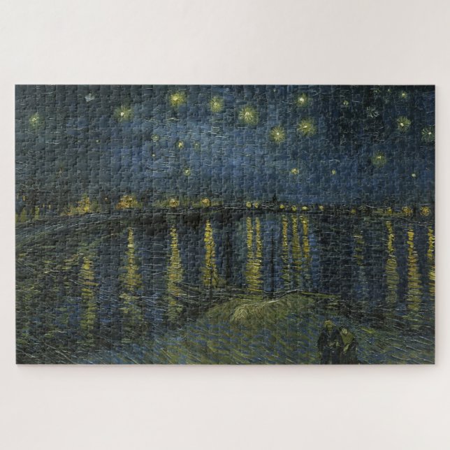 Quebra-cabeça Starry Night Over the Rhône, pintura a óleo Van Go (Horizontal)