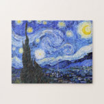 Quebra-cabeça Starry Night Van Gogh<br><div class="desc">Uma pintura a óleo pelo mestre holandês Vincent Van Gogh (1853-1890) Provavelmente sua pintura mais famosa, Van Gogh pintou "A Noite Estrelada" em 1889 da memória enquanto em um asilo na França onde ele se registrou para depressão. A cena retrata a vista de sua janela de quarto. Na pintura há...</div>