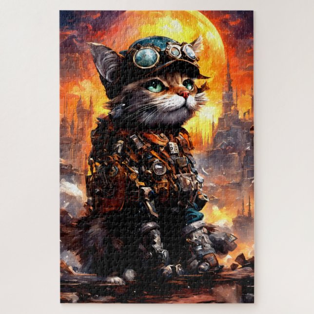 Quebra-cabeça Steampunk Cat II (Vertical)