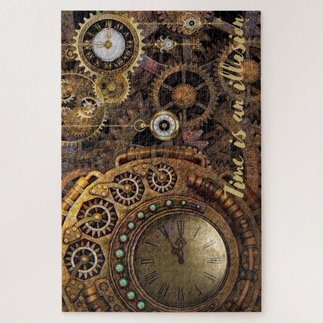 Quebra-cabeça Steampunk Clocks "Tempo é uma ilusão" (Vertical)
