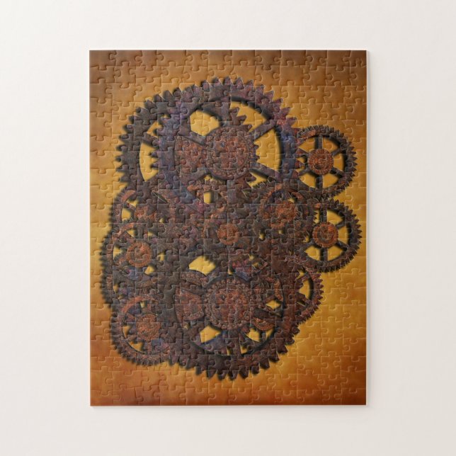 Quebra-cabeça Steampunk Engrenagens Enferrujadas (Vertical)