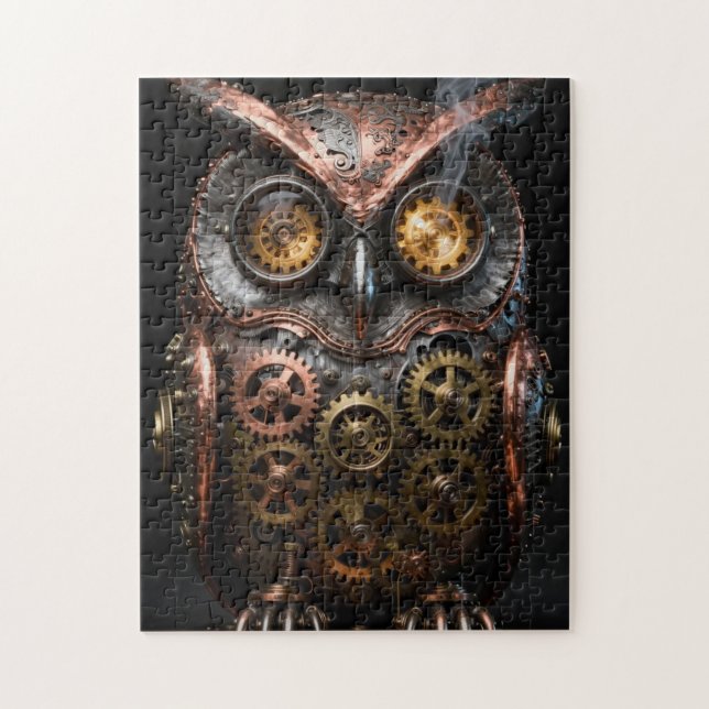 Quebra-cabeça Steampunk Mechanical Owl Portrait Jigsaw Puzzle (Vertical)