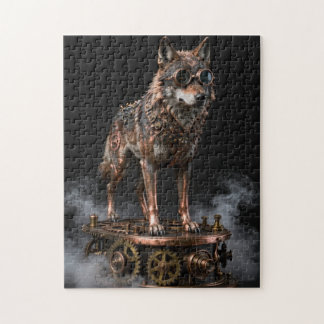 Quebra-cabeça Steampunk Mechanical Wolf on Gears Jigsaw Puzzle