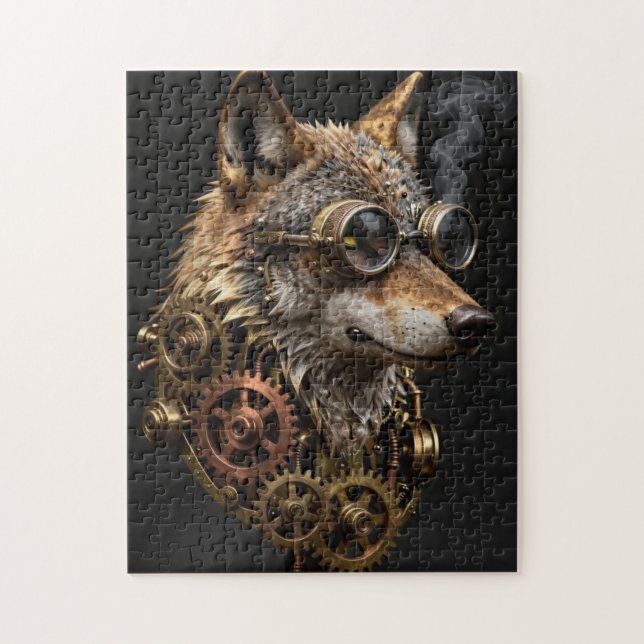 Quebra-cabeça Steampunk Mechanical Wolf Portrait Jigsaw Puzzle (Vertical)