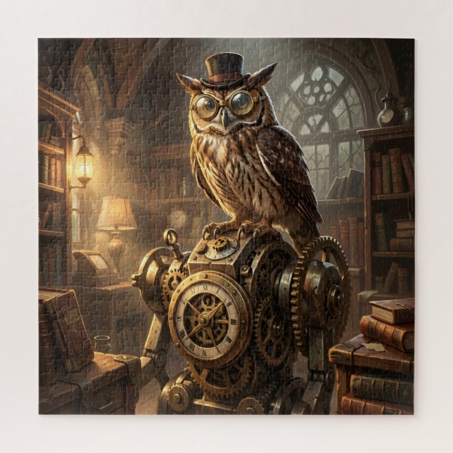 Quebra-cabeça steampunk owl clockwork art puzzle (Vertical)