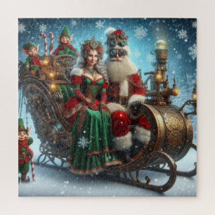Quebra-cabeça Steampunk Sled ~ Papais noeis Com Esposa E Elves
