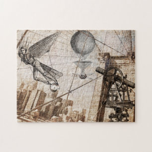 Quebra-cabeça steampunk sobre a ponte de Brooklyn