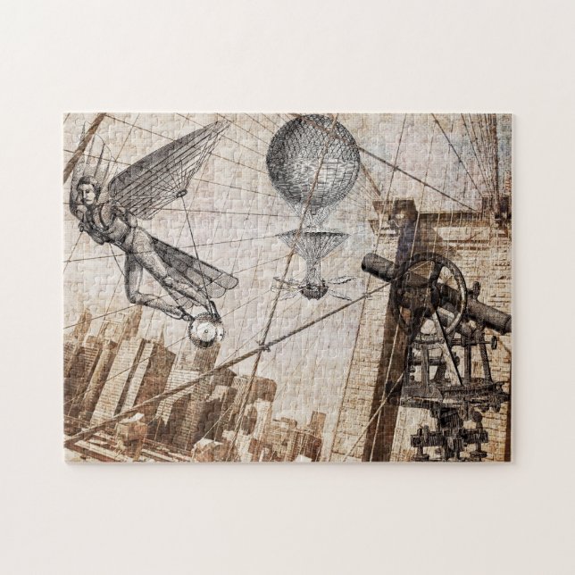 Quebra-cabeça steampunk sobre a ponte de Brooklyn (Horizontal)