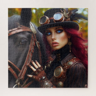 Quebra-cabeça Steampunk Victorian Lady Dark Rider