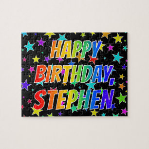 Quebra-cabeça "STEPHEN" Primeiro Nome, Diversão "FELIZ ANIVERSÁR