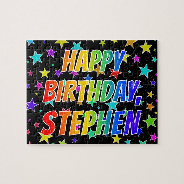 Quebra-cabeça "STEPHEN" Primeiro Nome, Diversão "FELIZ ANIVERSÁR (Horizontal)