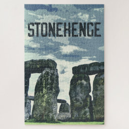 Quebra-cabeça Stonehenge England - poster vintage retrô - Cartão