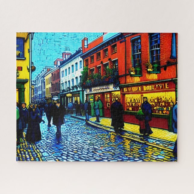 Quebra-cabeça Street of Dublin (Ireland) Van Gogh Style  (Horizontal)
