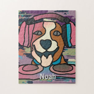 Quebra-cabeça Street Retro Dog com Fones de ouvido   Engraçado